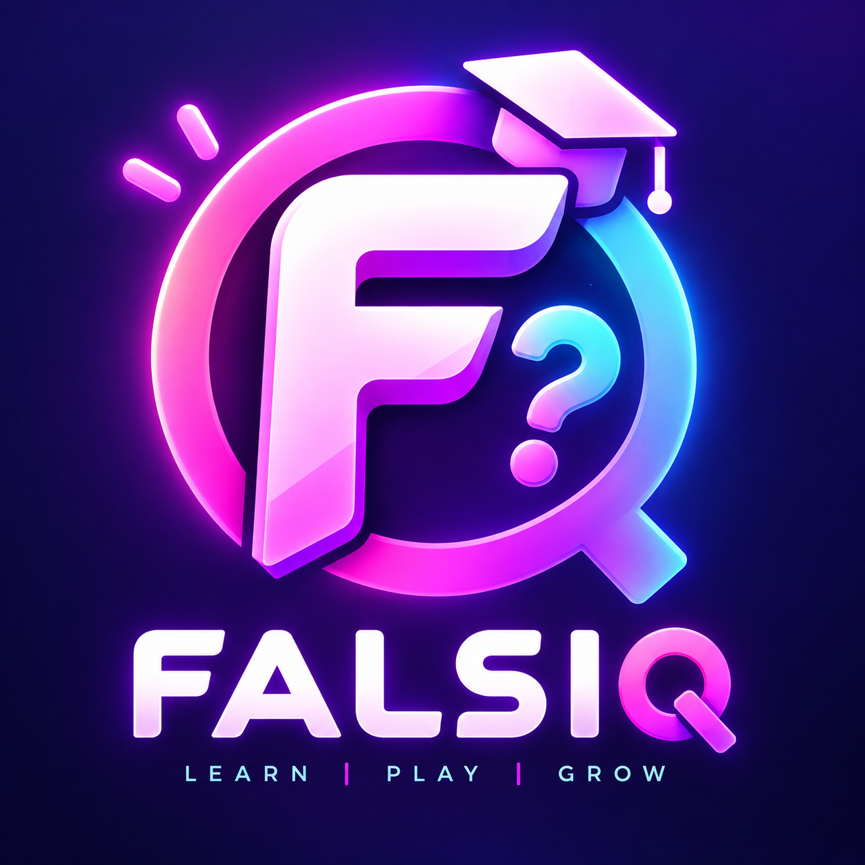 Logo FALSIQ originale: monogramma FQ neon con punto interrogativo